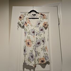 Blue Blush Floral V-Neck Dress